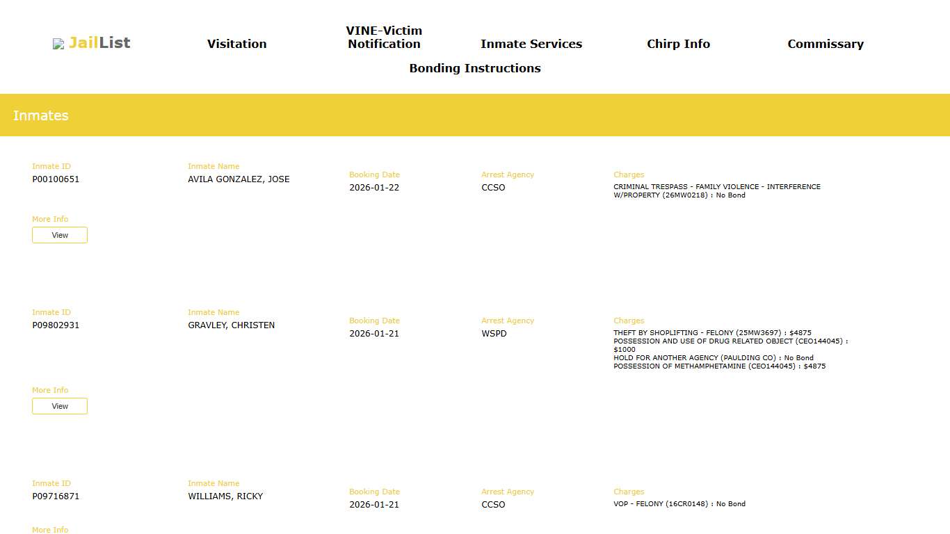 Cherokee County Inmate Search